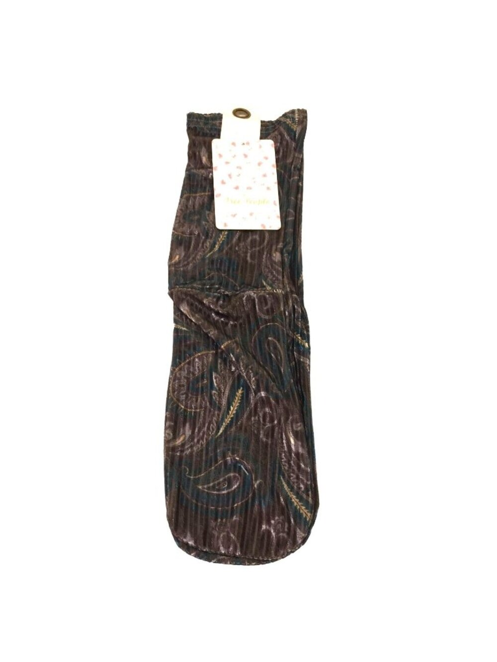 free people Crushed Velvet Ribbed Ink Paisley Ladies Crew Socks OSFM